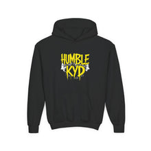 Load image into Gallery viewer, Humble KYD Youth Hoodie — Graffiti-Style Yellow Logo Hoodie for Kids
