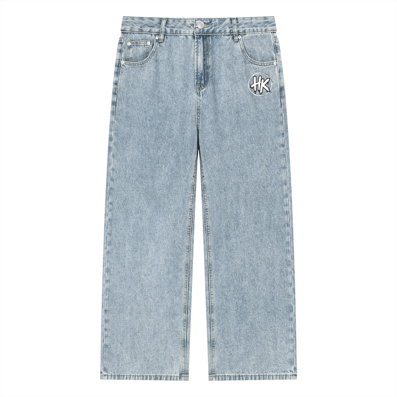 HK Unisex Vintage Wash Straight Leg Jeans