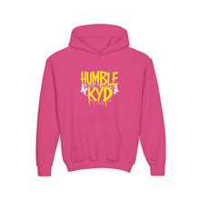 Load image into Gallery viewer, Humble KYD Youth Hoodie — Graffiti-Style Yellow Logo Hoodie for Kids
