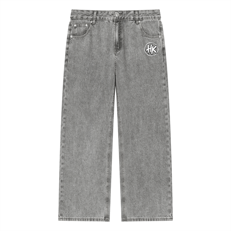 HK Unisex Vintage Wash Straight Leg Jeans